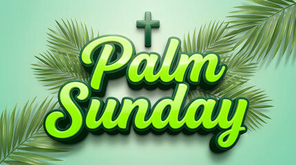Palm Sunday Advertisement Promotion Glossy Script Typography Design Palm Sunday Worship Promotion