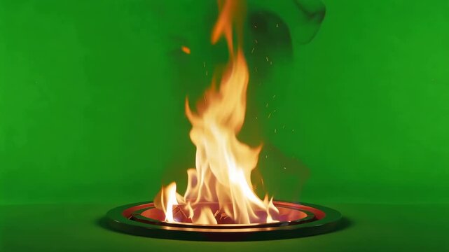 A vibrant flame dances gracefully, emanating warmth and energy against a verdant backdrop, inviting contemplation of the elemental force of fire.