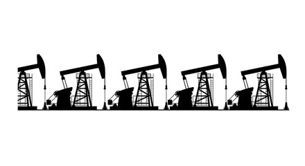 Obraz premium A black silhouette illustration of multiple oil pumps on a white background