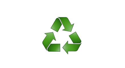 A green recycling symbol icon on a white background