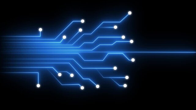 Circuit Board Copy Space, Dark Animation Computer, Data, Technology, Artificial Intelligence Background. AI Artificial intelligence CPU processor chipset central processor. Computer,4k video