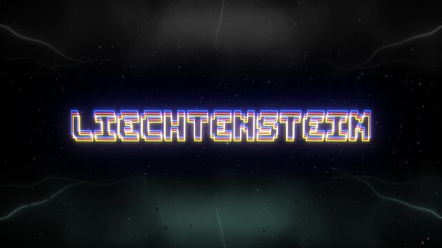 Liechtenstein Neon text with retro background