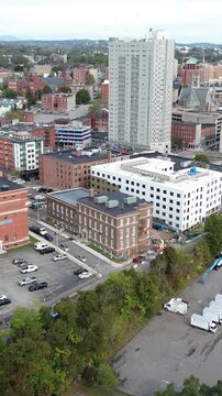 Aerial view of Worcester Massachusetts - American city skyline 