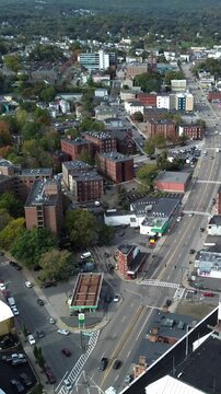 Aerial view of Worcester Massachusetts - American city skyline 