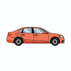 Fototapeta premium Modern Orange Sedan Car on City Street for Transportation and Travel
