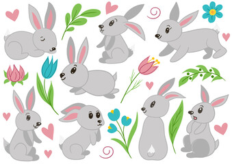 Naklejka premium Collection of cute Easter vector illustrations