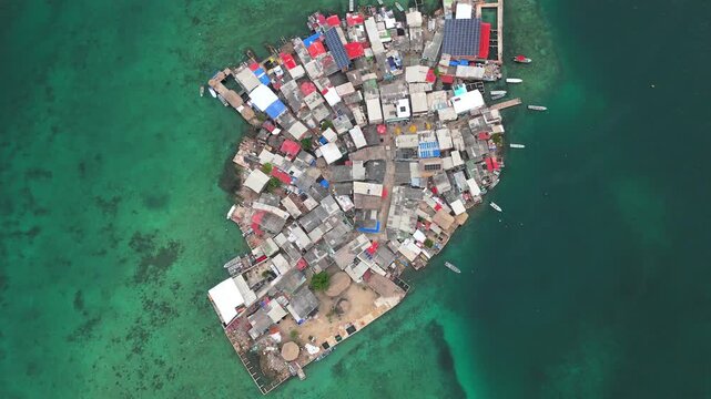 Densely populated Santa Cruz del Islote island in Colombia