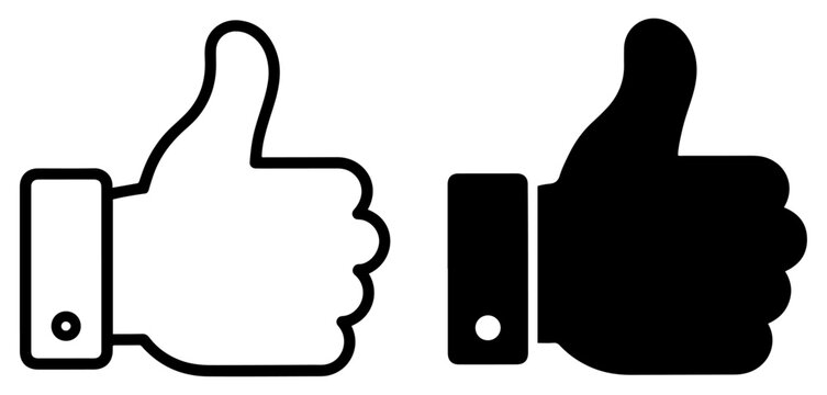 thumb up outline filled icon