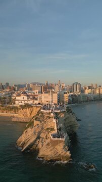 Aerial view of benidorm balcony of the mediterranean at sunset