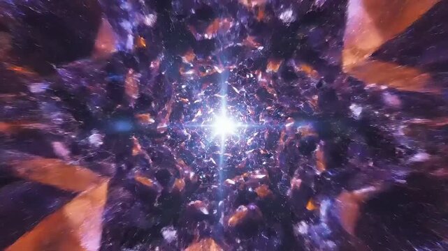 Abstract cosmic energy tunnel with exploding light
