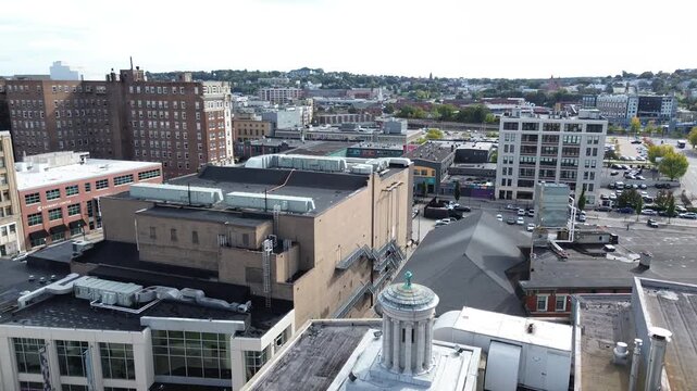 Aerial view of Worcester Massachusetts - American city skyline 