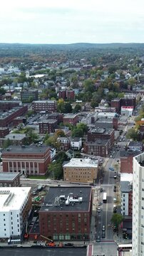 Aerial view of Worcester Massachusetts - American city skyline 