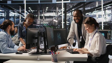 Jolly data center engineering team pleased after finishing system maintenance on supercomputers....