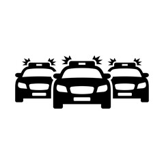 Police car icon. Police force vehicle fleet. Police cars. Vector icon isolated on white background. © Janis Abolins