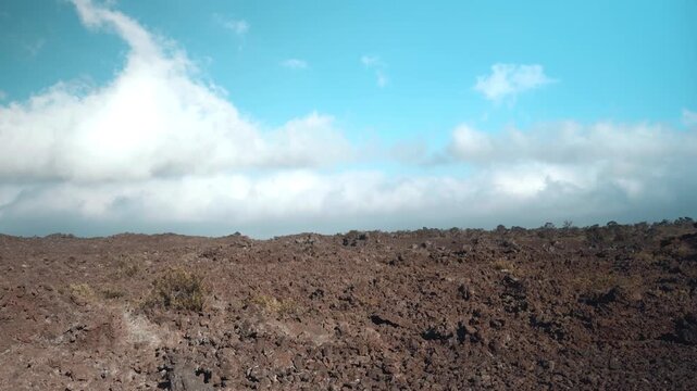 Tholeiitic basalt Lava flows (Kau Basalt) from Earth's largest active volcano Mauna Loa (Shield volcano). Mauna Loa Observatory Road, The Big Island (Hawaiʻi Island).

