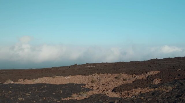Tholeiitic basalt Lava flows (Kau Basalt) from Earth's largest active volcano Mauna Loa (Shield volcano). Mauna Loa Observatory Road, The Big Island (Hawaiʻi Island).

