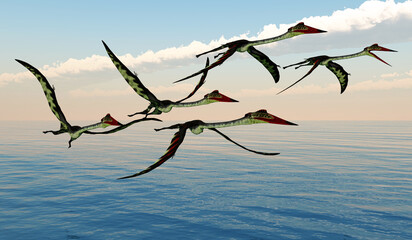 Quetzalcoatlus Pterosaurs Ocean Crossing - Quetzalcoatlus was a predatory pterosaur that lived in the Cretaceous Period of North America. © Catmando