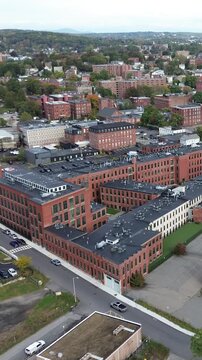 Aerial view of Worcester Massachusetts - American city skyline 
