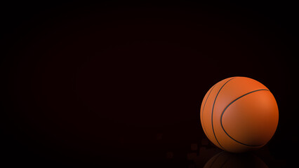 Obraz premium Orange Basketball on Dark Background with Reflection 3d render.