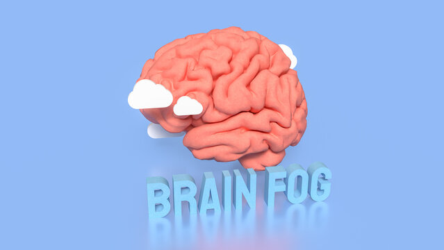 Brain Fog Concept with 3D Brain and Clouds.