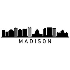 Madison skyline in black and white
