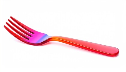 Isolated shot of a colorful translucent fork with a spectrum of red to blue hues