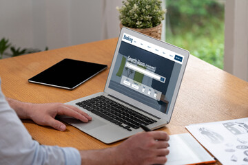 Online hotel accommodation booking website provide brisk reservation system . Travel technology concept . © InfiniteFlow