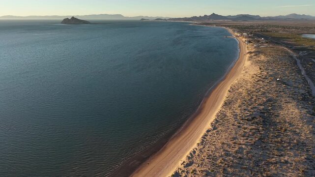 Kino Bay or Kino Beach in Sonora, Mexico and mangrove forest of Estero de Kino or Estero Santa Cruz, a Ramsar wetland