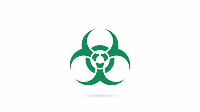 Green Biohazard Symbol Animation on White Background
