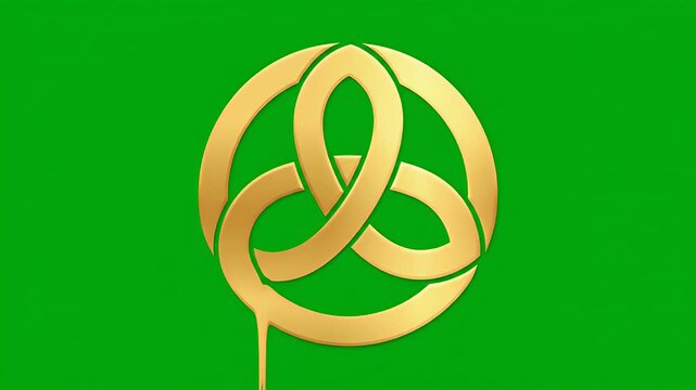 Gold Celtic Knot On Green Loop Footage Animation