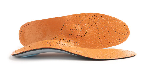 Pair of orthopedic insoles isolated on white