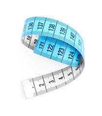One color measuring tape isolated on white, above view
