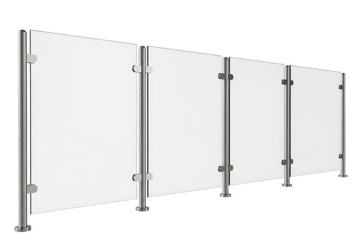 Modern glass railing system isolated on transparent background