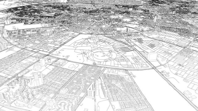 3D looped animation of city - Erbil Iraq