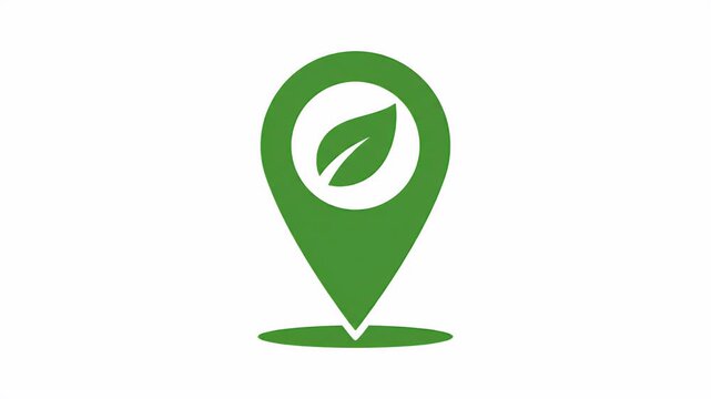 Green Leaf Location Pin Eco Nature Symbol Animation