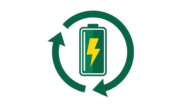 Green Battery Recycling Loop Icon Animation Motion Graphic
