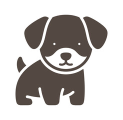 Fototapeta premium Brown puppy dog icon with white muzzle and paws on transparent background