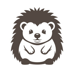 Fototapeta premium cute brown hedgehog cartoon character with spikes and smiling face sitting alone