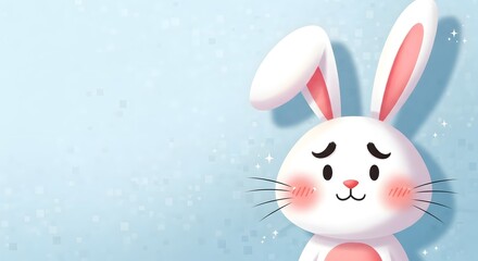 Cute cartoon bunny with blush cheeks
