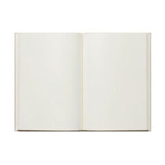 A blank book with an open page on a white background isolated on white background