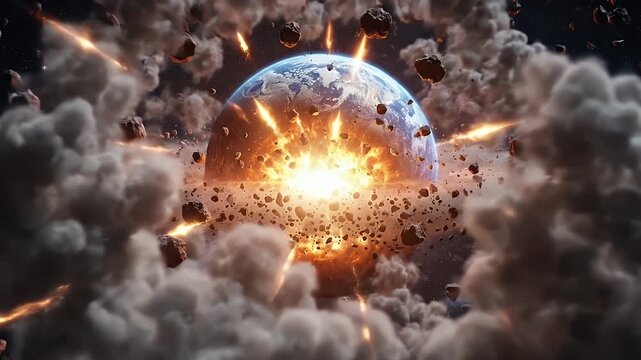 cosmic asteroid belt with bright sun and floating rocks