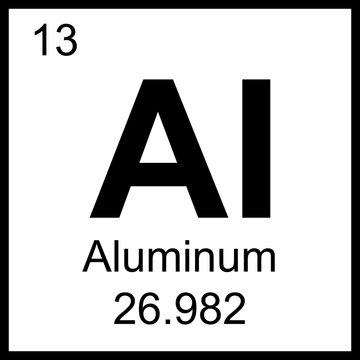 Aluminum periodic table element chemistry symbol. Vector Aluminum atom gas icon