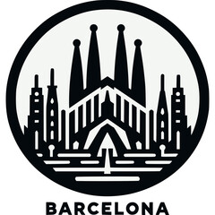 Barcelona Skyline Vector Icon