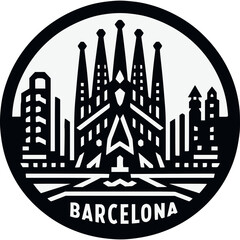 Barcelona Skyline Vector Icon