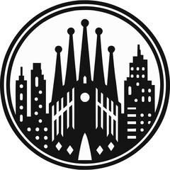 Barcelona Skyline Vector Icon