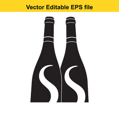 Wine Bottles Silhouette Illustration on White Background - Vector