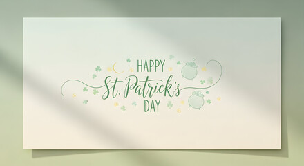Fototapeta premium Happy St. Patrick's Day Greeting with Shamrock & Pot of Gold Elements