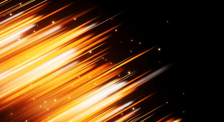 Obraz premium Abstract Orange Streaks of Light with Bokeh Effect on a Black Background