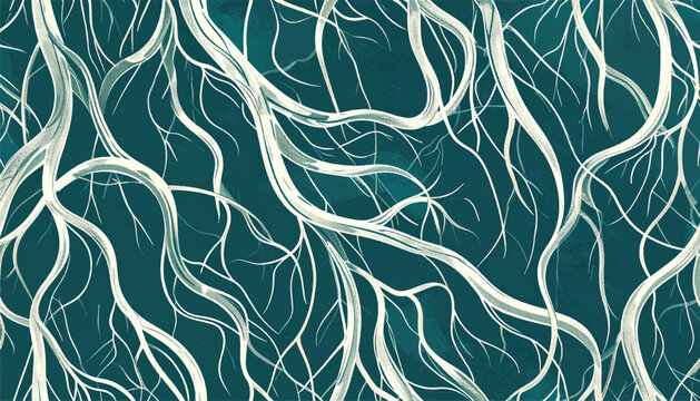 Mangrove Root Structures Abstract Line Art Pattern - Continuous Flowing Lines Illustration