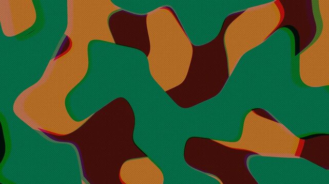 Abstract Organic Shapes Layering with Dynamic Halftone Effect Digital Background Retro Chromatic Aberration Style